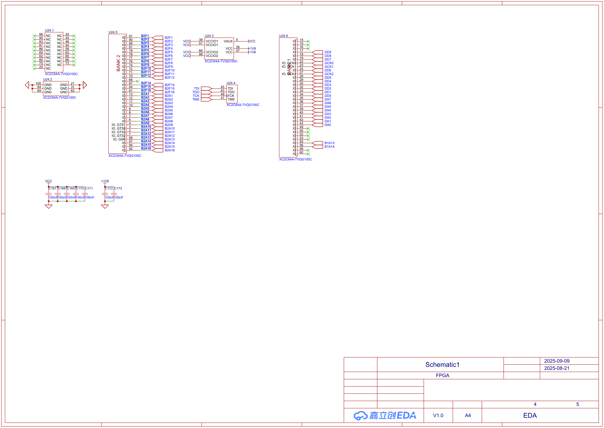 FPGA 接口、电源与去耦原理图