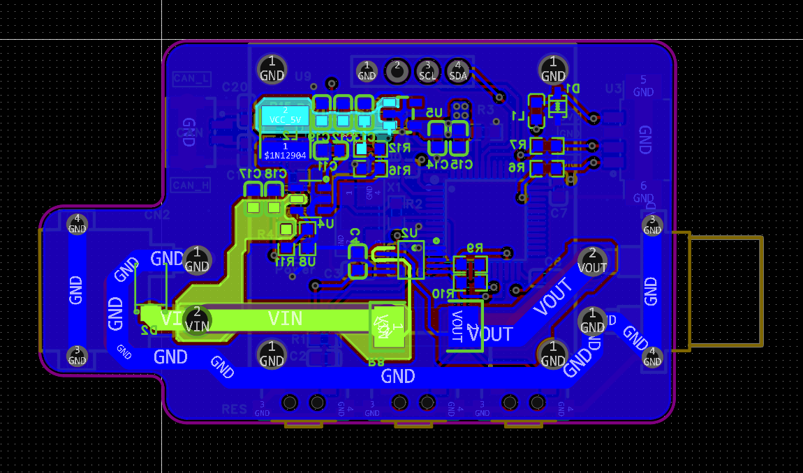 功率计 PCB 的细节预览：功能分区和走线关系